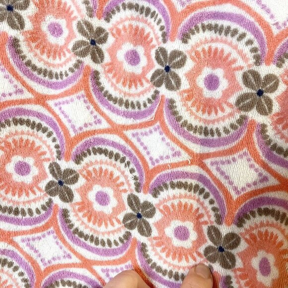 Garnet Hill Kids Girls Terry Cloth Hooded Swim Coverup Dress Coral Pink Geo Sz M - Picture 5 of 5